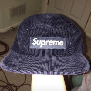 Supreme Box Logo Corduroy Camp Hat Navy